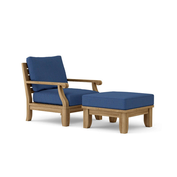 Anderson Teak Outdoor Set Navy Anderson Teak Riviera Deep Seating Armchair and Ottoman Set