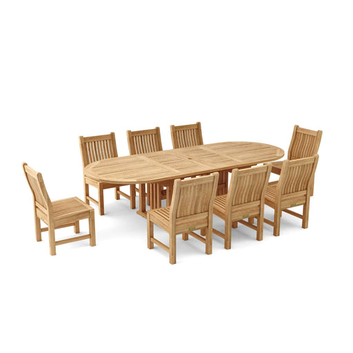 Anderson Teak Outdoor Set None Anderson Teak  106″ Oval Dining Table and Dining Chair Outdoor Set