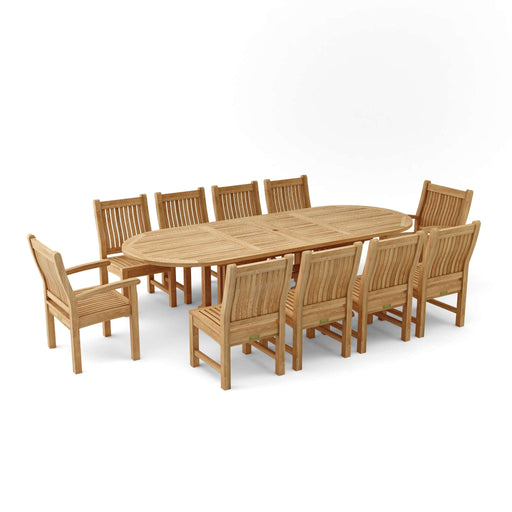 Anderson Teak Outdoor Set None Anderson Teak 106″ Oval Dining Table Dining Chair and Armchair Set