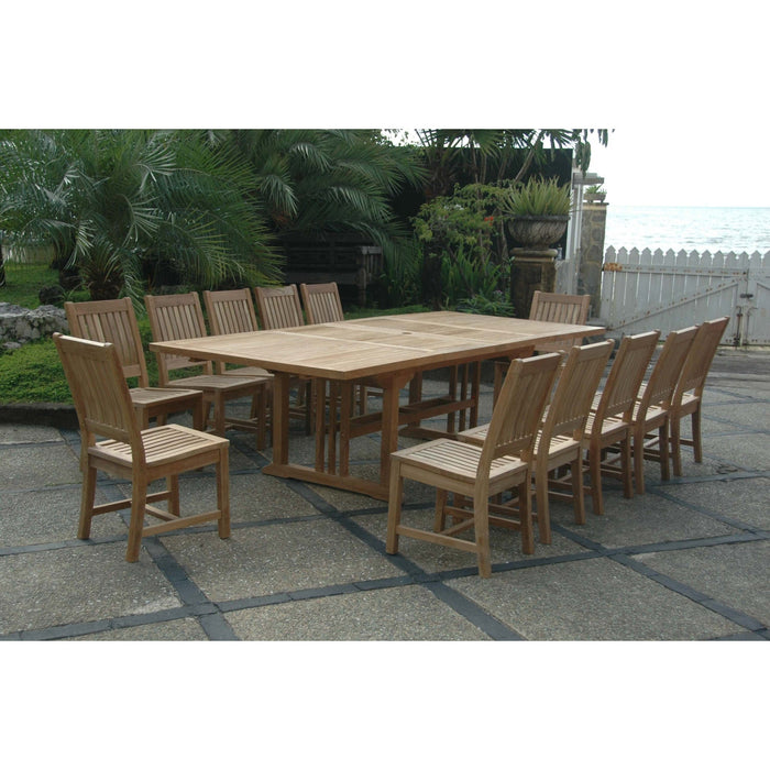 Anderson Teak Outdoor Set None Anderson Teak 106″ Rectangular Dining Table and Dining Chair Set