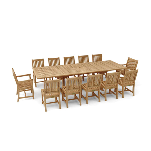 Anderson Teak Outdoor Set None Anderson Teak 117″ Rectangular Dining Table Dining Chair and Armchair Set