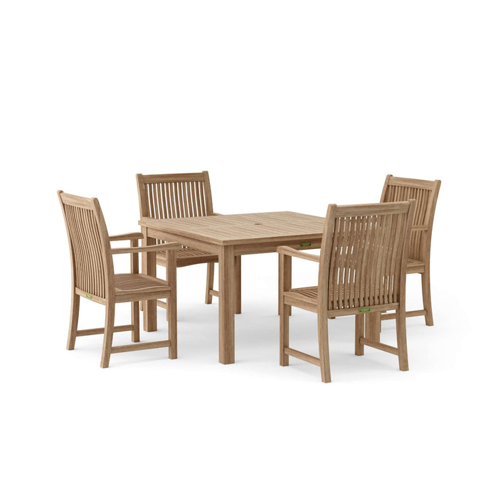 Anderson Teak Outdoor Set None Anderson Teak  47″ Square Dining Table and Dining Armchair Outdoor Set