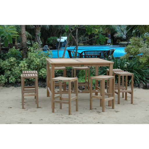 Anderson Teak Outdoor Set None Anderson Teak 59″ Square Bar Table and Bar Chair Outdoor Set