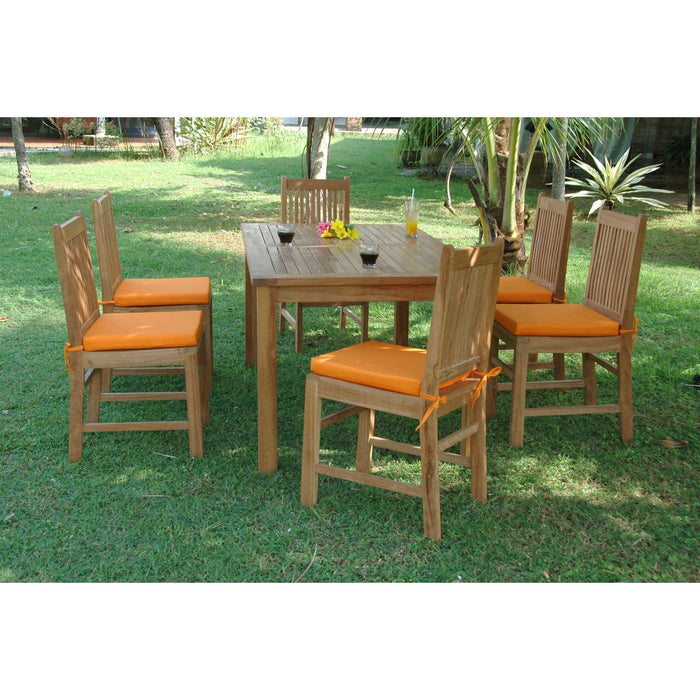 Anderson Teak Outdoor Set None Anderson Teak 63″ Rectangular Dining Table and Dining Chair Set