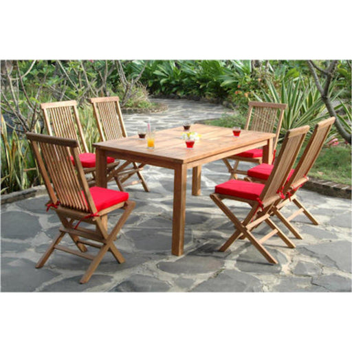 Anderson Teak Outdoor Set None Anderson Teak 63″ Rectangular Dining Table and Folding Chair Set