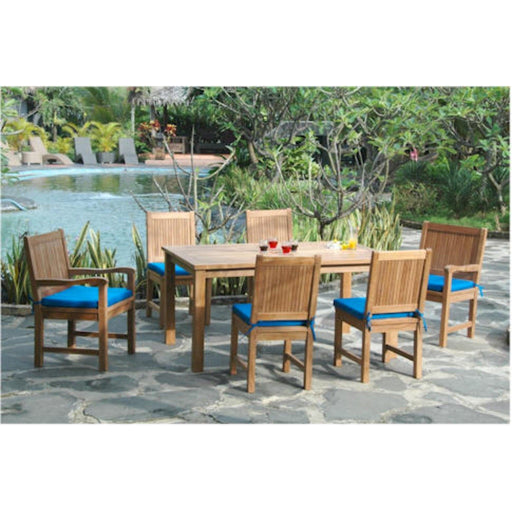 Anderson Teak Outdoor Set None Anderson Teak 63″ Rectangular Dining Table Side Chair and Armchair Set