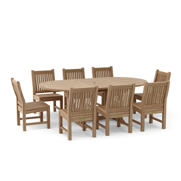 Anderson Teak Outdoor Set None Anderson Teak  87″ Oval Dining Table and Dining Chair Outdoor Set