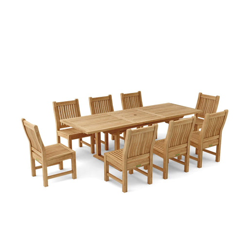 Anderson Teak Outdoor Set None Anderson Teak 94″ Rectangular Dining Table and Dining Chair Set