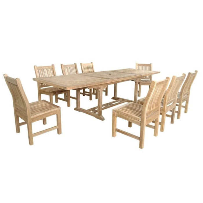 Anderson Teak Outdoor Set None Anderson Teak Bahama 118″ Rectangular Dining Table and Dining Side Chair Set