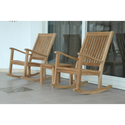 Anderson Teak Outdoor Set None Anderson Teak Del-Amo Rocking Armchair and Square Side Table Set