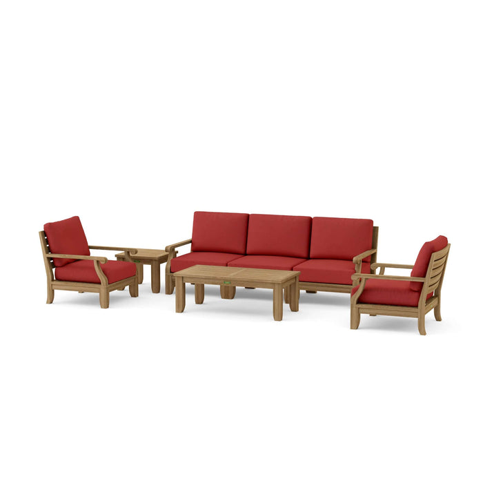 Anderson Teak Outdoor Set Pomegranate Anderson Teak Riviera 3pc Modular Seat, 2 Armchair, Side Table and Coffee Table Set