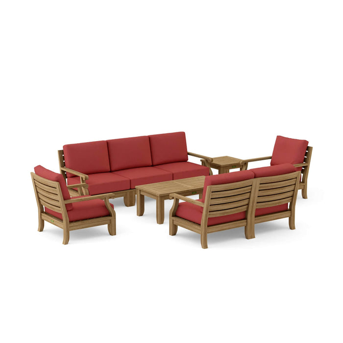 Anderson Teak Outdoor Set Pomegranate Anderson Teak Riviera 5pc Modular Seat, Armchair, Side Table and Coffee Table Set