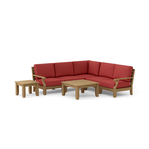 Anderson Teak Outdoor Set Pomegranate Anderson Teak Riviera 5pc Modular Seat, Coffee Table and Side Table Set