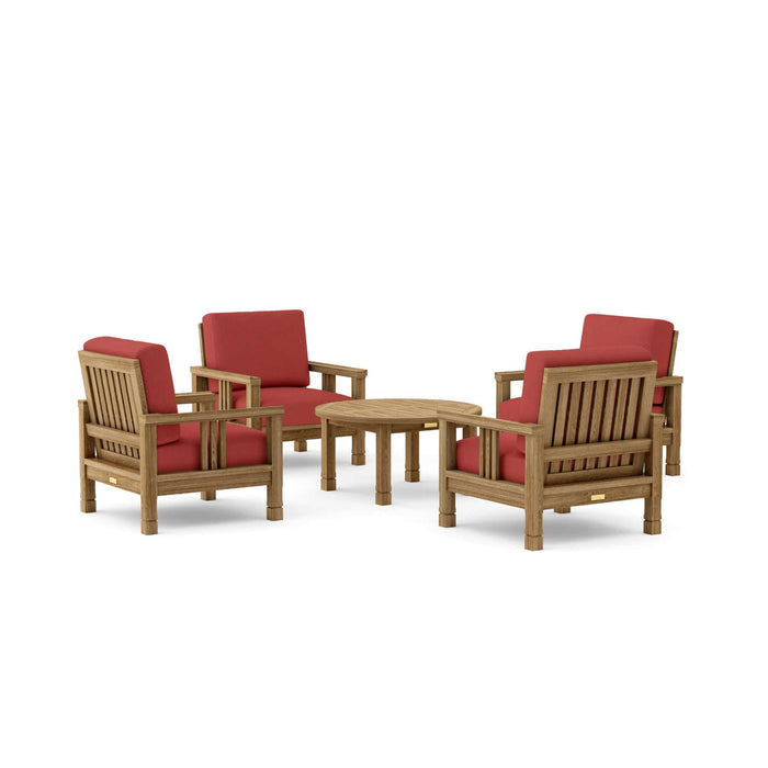 Anderson Teak Outdoor Set Pomegranate Anderson Teak SouthBay 4pc Armchair and Round Coffee Table Set