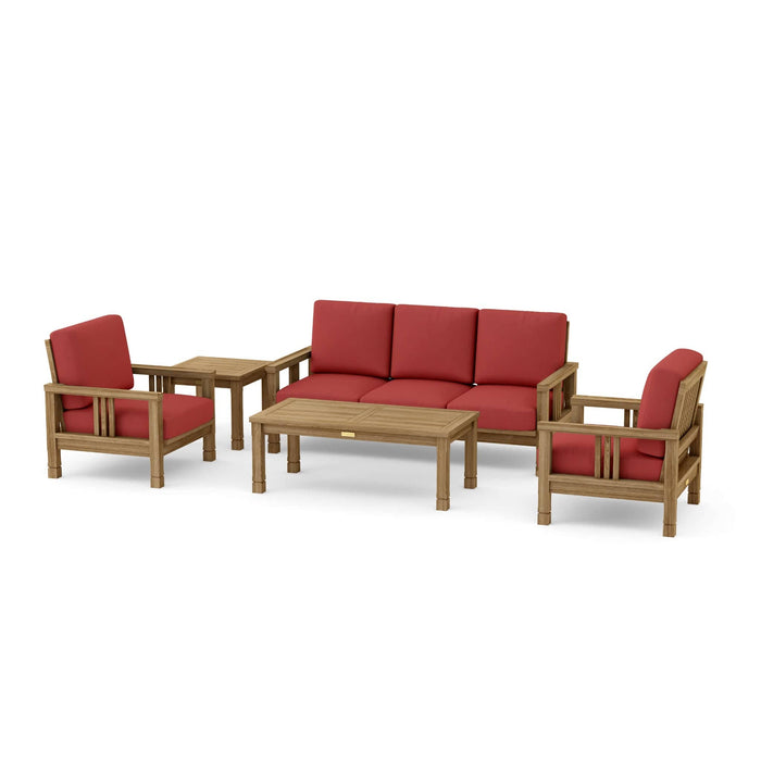 Anderson Teak Outdoor Set Pomegranate Anderson Teak SouthBay 5pc Outdoor Patio Deep Seating Set