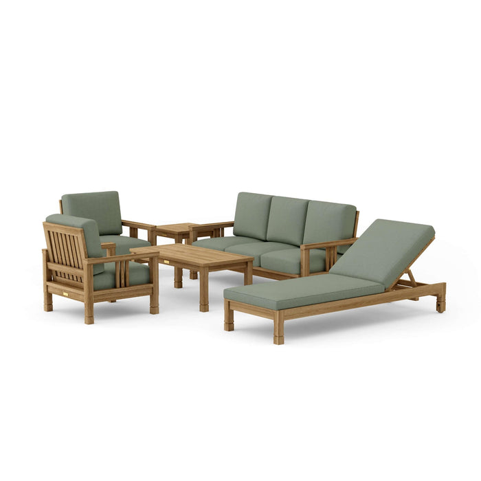 Anderson Teak Outdoor Set Sage Anderson Teak SouthBay 6pc Deep Seating with Lounger Set