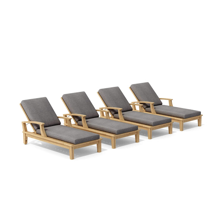 Anderson Teak Outdoor Set Slate Anderson Teak 4 pcs Brianna Sun Lounger Deep Seating Outdoor Set