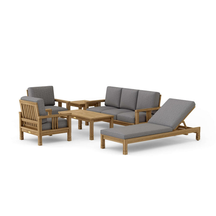 Anderson Teak Outdoor Set Slate Anderson Teak SouthBay 6pc Deep Seating with Lounger Set