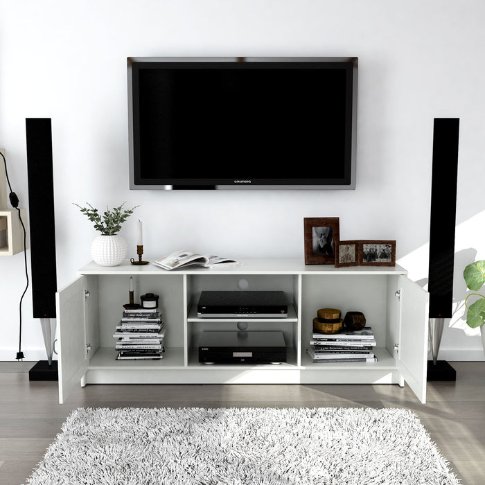 Anderson Teak TV Console Anderson Teak Ashley 63″ White Wood Entertainment Console