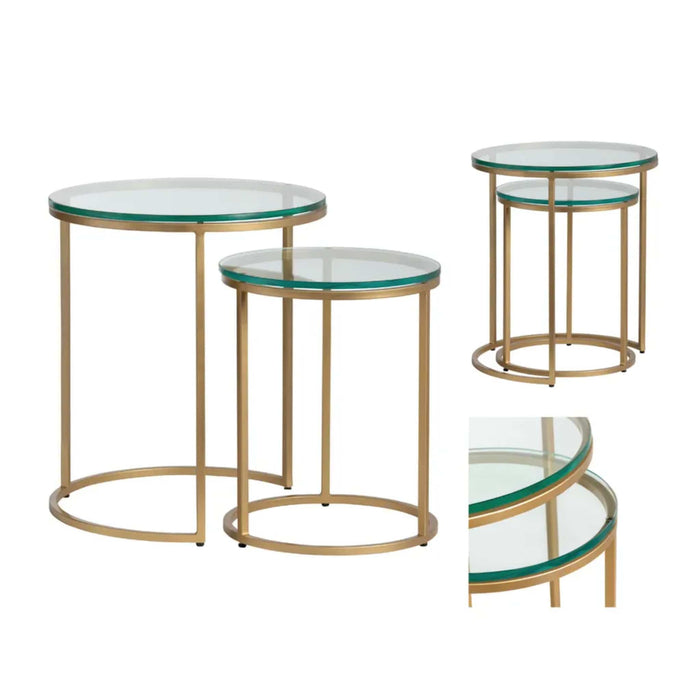 Crestview Collection Accent Table Bassist Round Glass Nesting Accent Table Set Crestview Collection