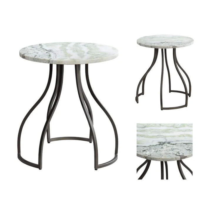 Crestview Collection Accent Table Crestview Collection Aiden Grey Round Marble Accent Table