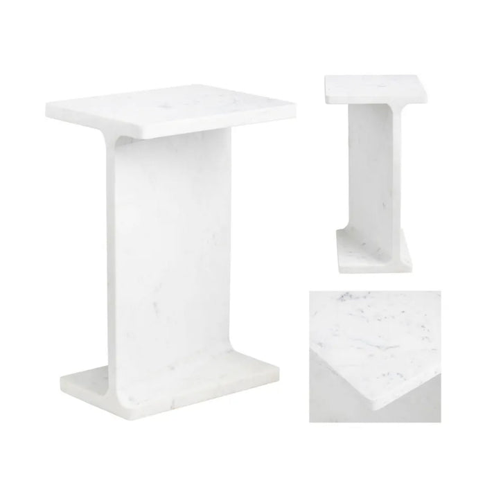 Crestview Collection Accent Table Crestview Collection Beam Rectangle White Marble Accent Table