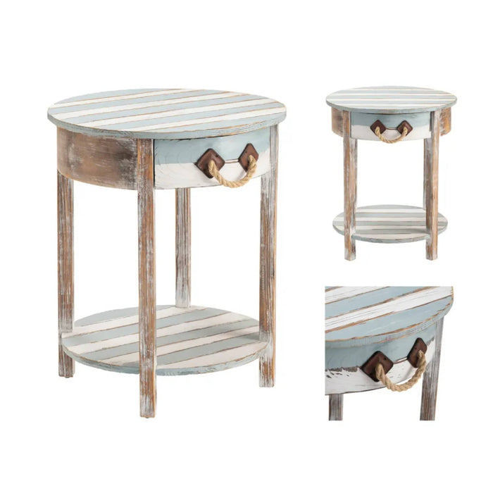 Crestview Collection Accent Table Crestview Collection Nantucket 1-Drawer Round Wood Accent Table