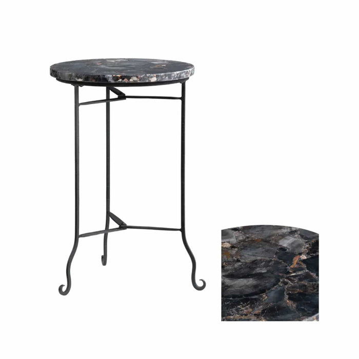 Crestview Collection Accent Table Crestview Collection Pennington Round Petrified Wood Accent Table