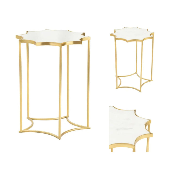 Crestview Collection Accent Table Crestview Collection Robyn Gold Unique Marble Accent Table