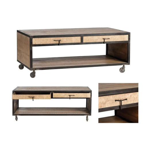 Crestview Collection Coffee Table Campbell 2-Drawer Wood Rustic Coffee Table Crestview Collection