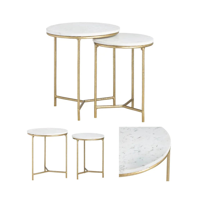 Crestview Collection End Table Crestview Collection Athens Nested Round Marble End Table Set