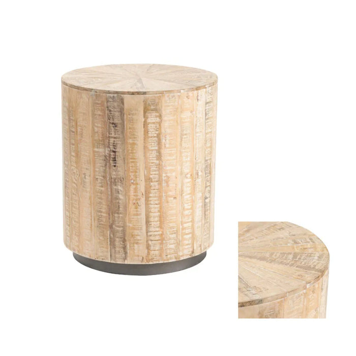 Crestview Collection End Table Crestview Collection Bengal Manor Solid Mango Wood Drum End Table