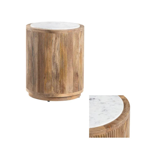 Crestview Collection End Table Crestview Collection Santorini Mango Wood Drum End Table