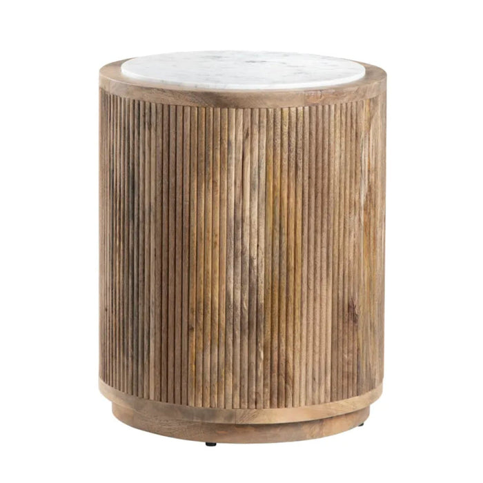 Crestview Collection End Table Crestview Collection Santorini Mango Wood Drum End Table