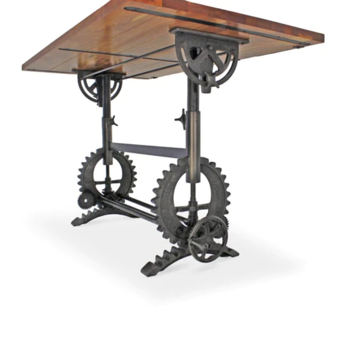 Knox Deco French Industrial Writing Table Drafting Desk - Sit/Stand Adjustable - Tilt Top