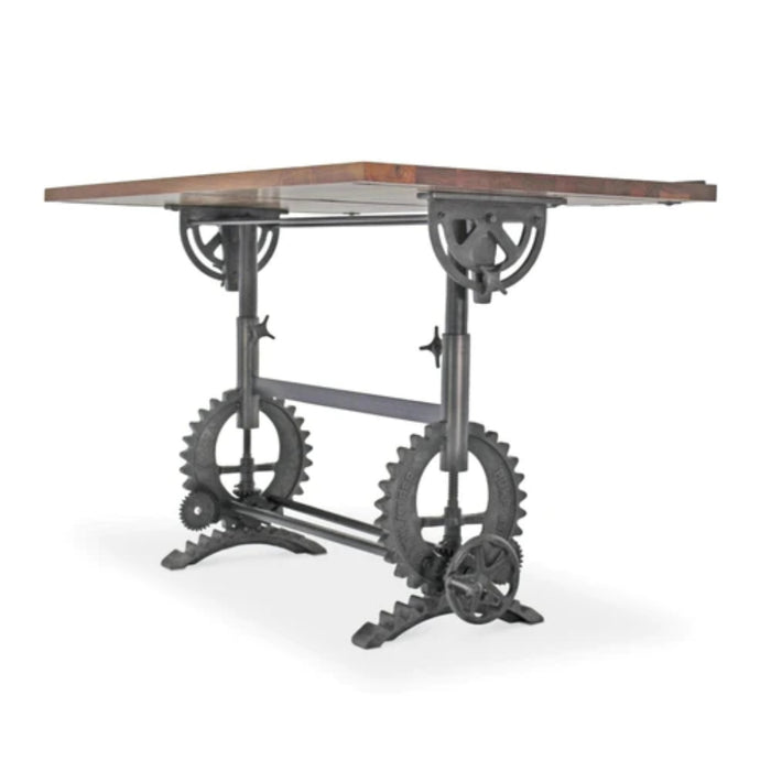 Knox Deco French Industrial Writing Table Drafting Desk - Sit/Stand Adjustable - Tilt Top