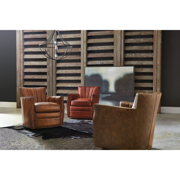 Hooker Furniture Chair Hooker Furniture Carson Swivel Club Brown Accent Chair