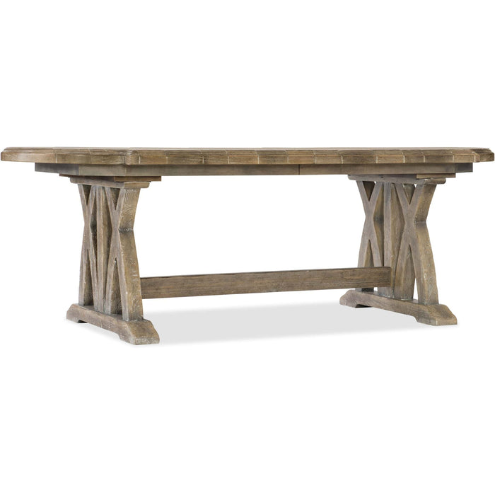 Hooker Furniture Dining Table Boheme Colibri 88in Trestle Dining Table w/1-20in Leaf by Hooker Furniture