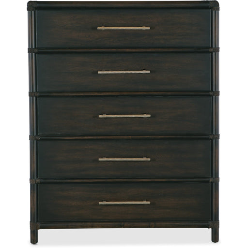 Hooker Furniture Dresser Hooker Furniture Black Sand Retreat Pole Rattan Five-Drawer Dresser Chest