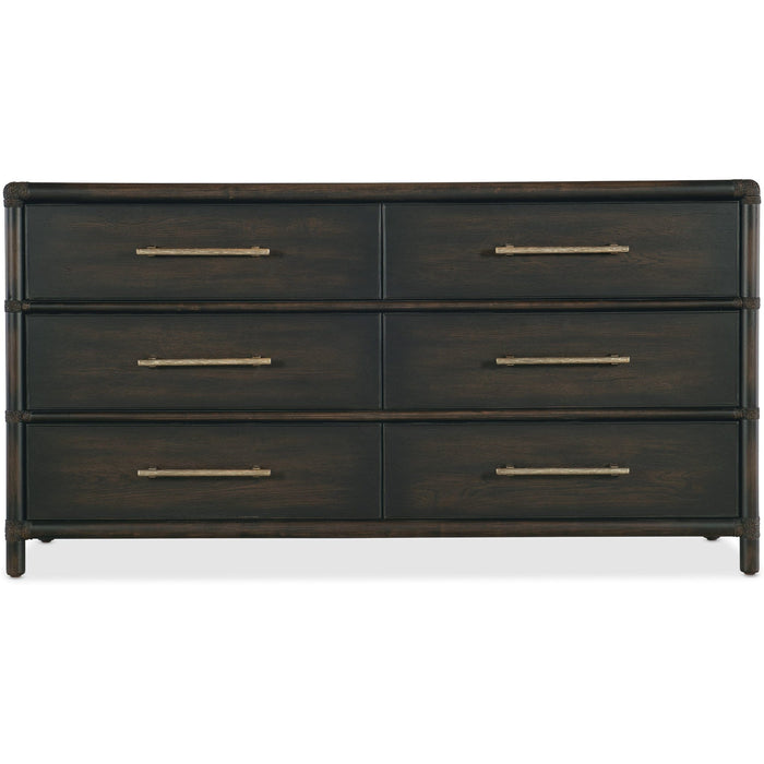 Hooker Furniture Dresser Hooker Furniture Black Sand Retreat Pole Rattan Wide 6 Drawer Dresser