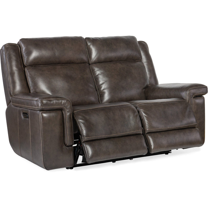 Hooker Furniture Loveseat Hooker Furniture Brown Montel Lay Flat Power Recline Loveseat