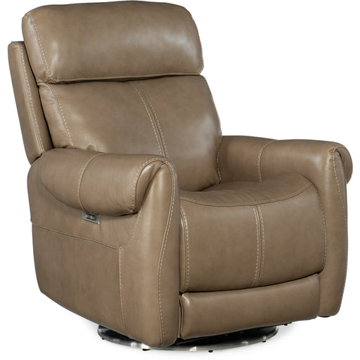 Hooker Furniture Recliner Hooker Furniture Beige Leather Sterling Swivel Power Recliner