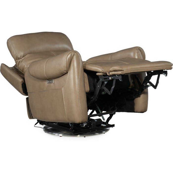 Hooker Furniture Recliner Hooker Furniture Beige Leather Sterling Swivel Power Recliner