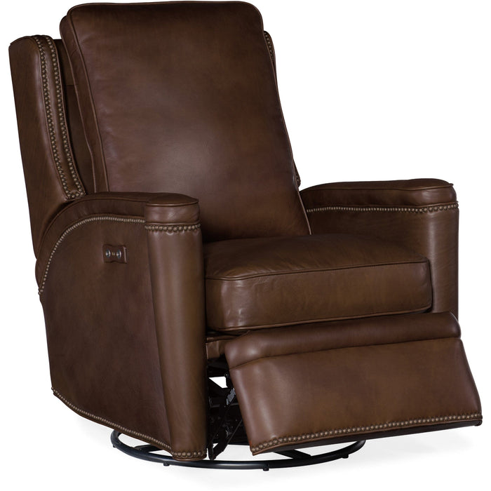 Hooker Furniture Recliner Hooker Furniture Brown Rylea PWR Swivel Glider Recliner