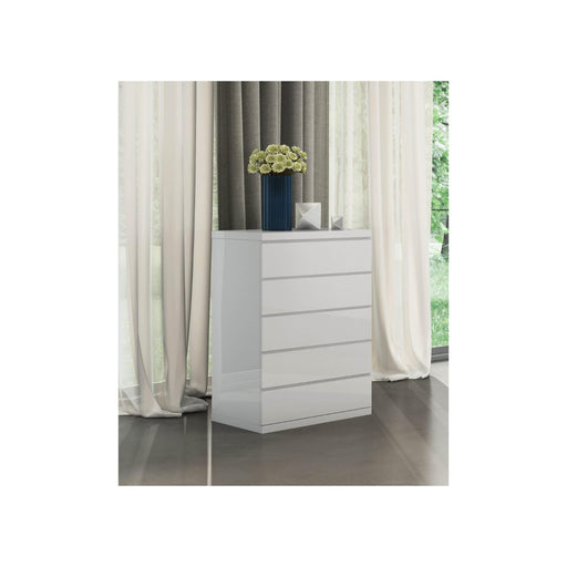 Whiteline Modern Anna High Gloss Tall Chest of Drawers