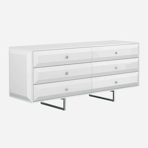 Whiteline Modern Abrazo White High Gloss Double Dresser 