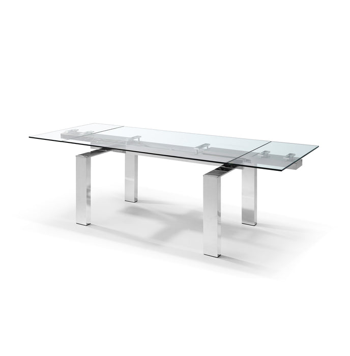 Whiteline Modern Cuatro Glass Extension Leaf Dining Table Set