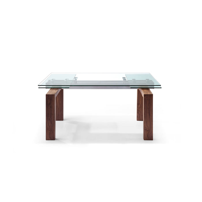 Whiteline Modern Mid Century Davy Extendable Glass Dining Table 