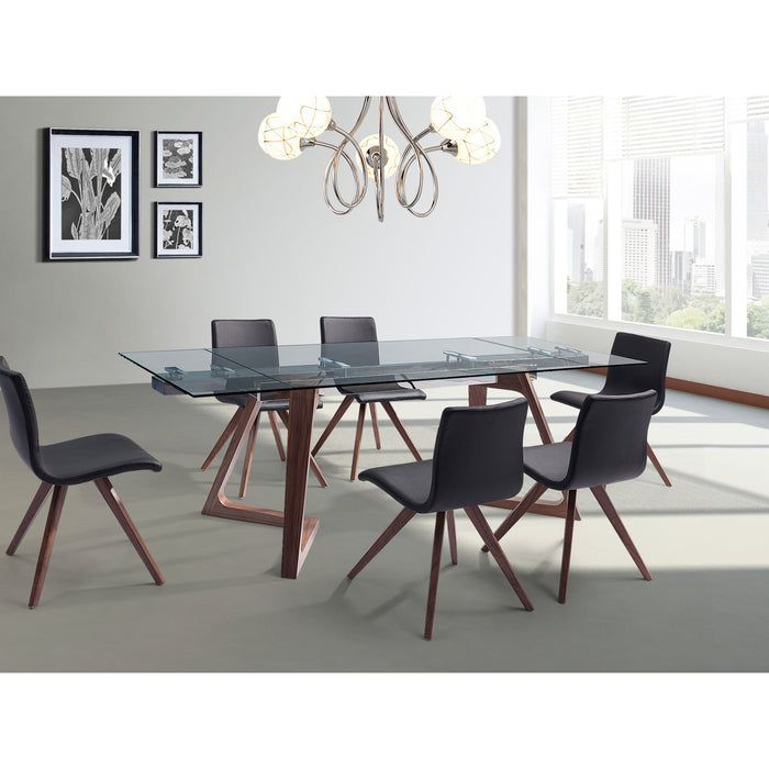 Whiteline Modern Delta Extendable Glass Top Kitchen Dining Table Set