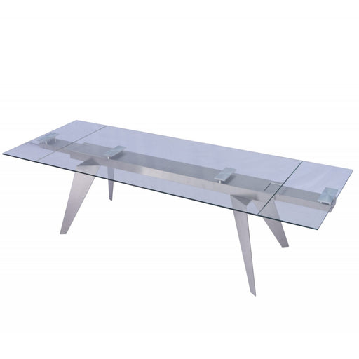 Whiteline Modern Kristy Extendable 79/110 Inch Glass Dining Table